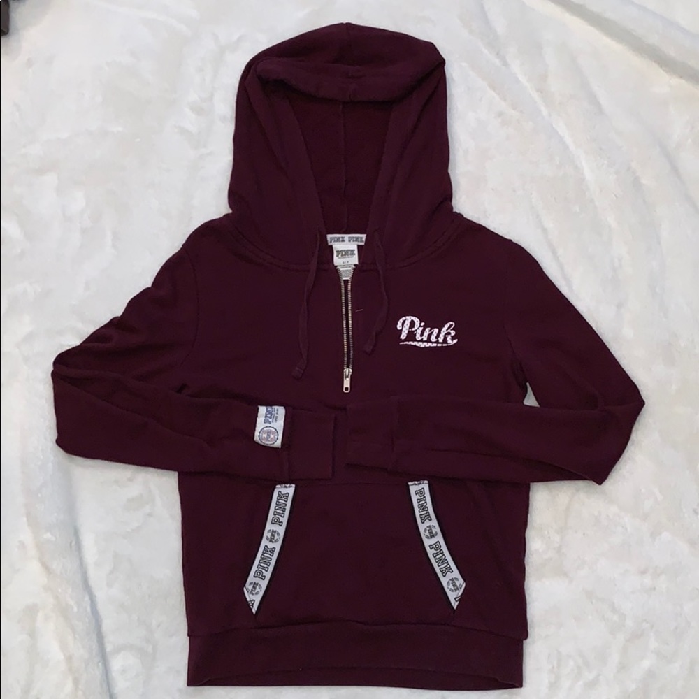 Maroon PINK quarter zip hoodie